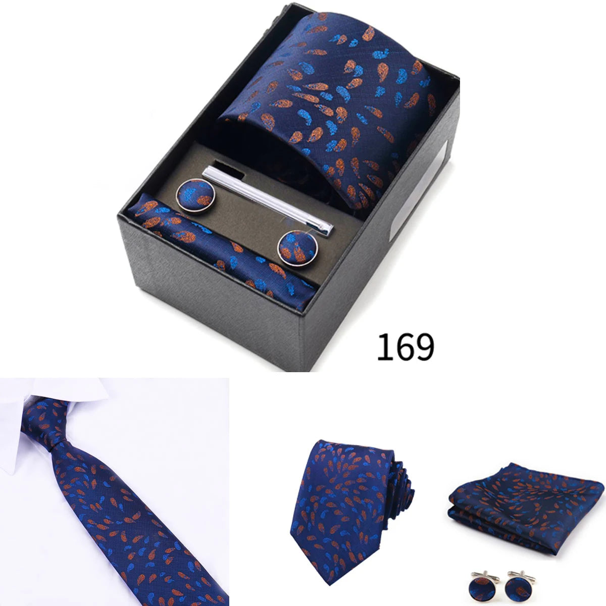 Men's Tie Gift Box With Neckties Handkerchiefs Cufflinks Tie Clips 6-Piece sets Group Business Wedding Festival Formal Ties