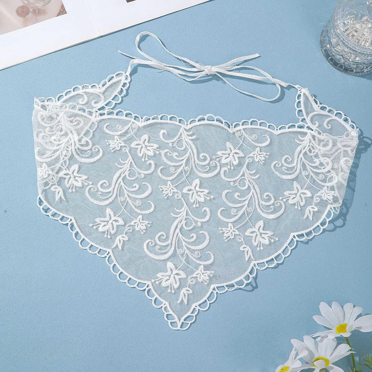 White Lace Bandana Floral Summer Woven Headbands Hair Band Women Outgoing Travel Retro Hair Accessories Headwear Turban Scarf