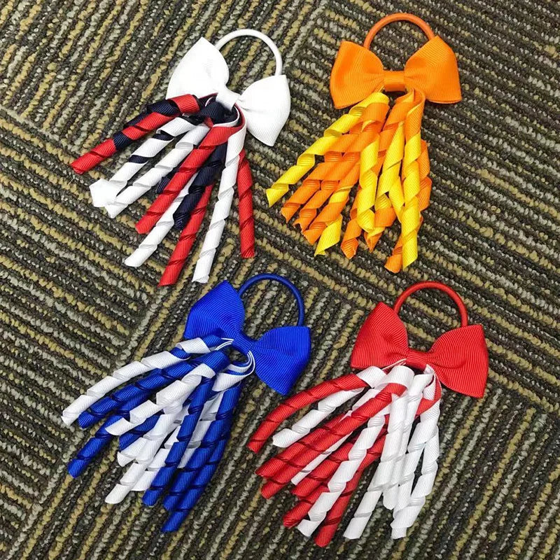 1PC New Girl Tassel Ponytail Holders Curly Ribbons Streamers Hair Ring Cute Bows Elastic Children Rubber Band Hair Accessories