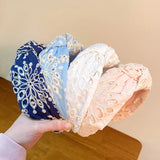 knotted Wide Headbands For Women Girls Headwear Fashion Embroidery Fabric Hairbands Female Hair bands Hoop Hair Accessories