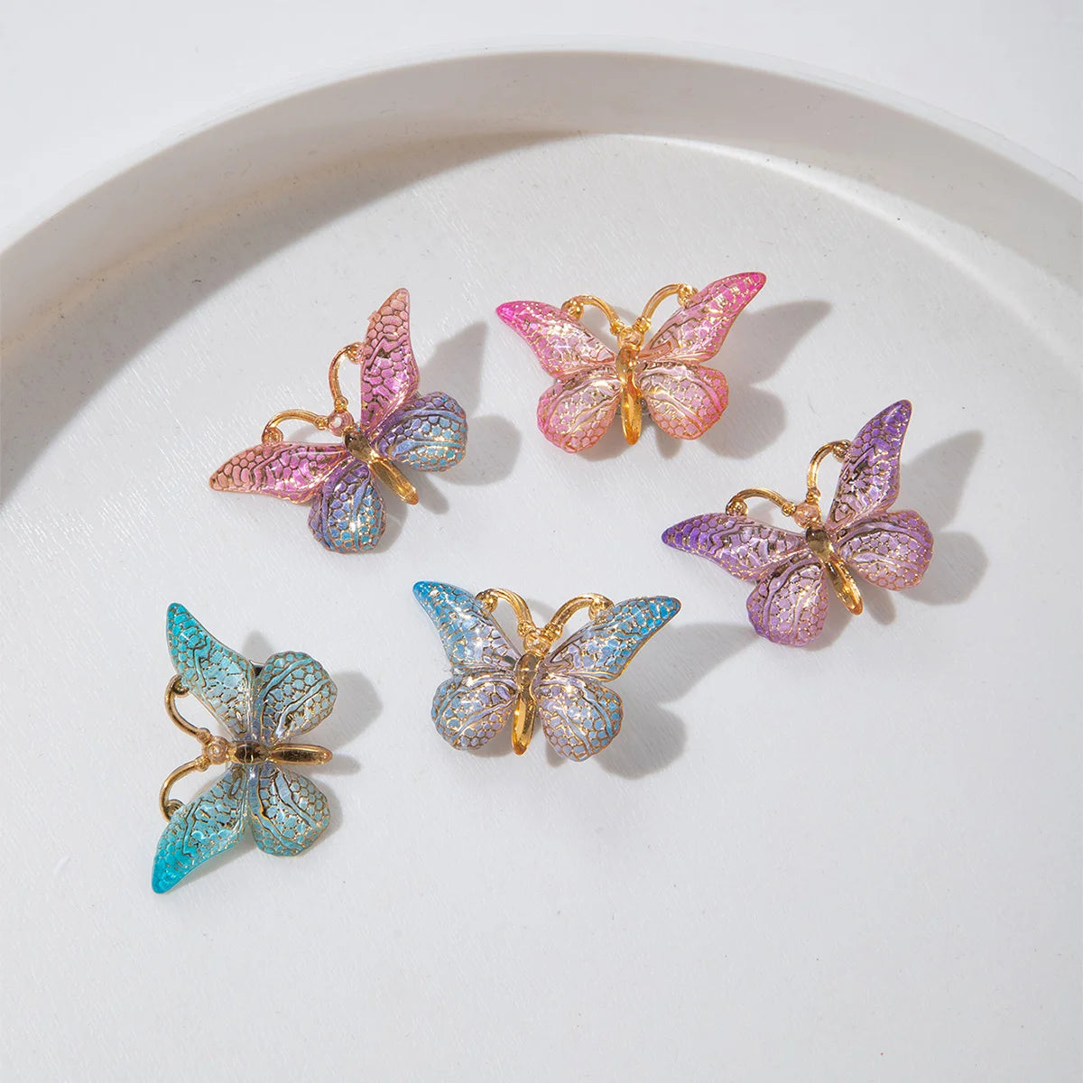 5PCS Sweet Macarons Gradient Color Cute Butterfly Kids Hairpins Children Headwear Princess Barrette Girls Hair Accessories