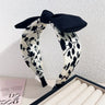 Elegant Floral Black White Hairbands for Women Girls Wide Edge Soft Hair Hoops Big Bowknot Cross Headband Hair Styling Tool Gift