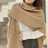 Women Clothing Knitted Shawl for Autumn and Winter with Warm Scarf for Women Casual Simple Solid Colour Simple Thick Cape Women