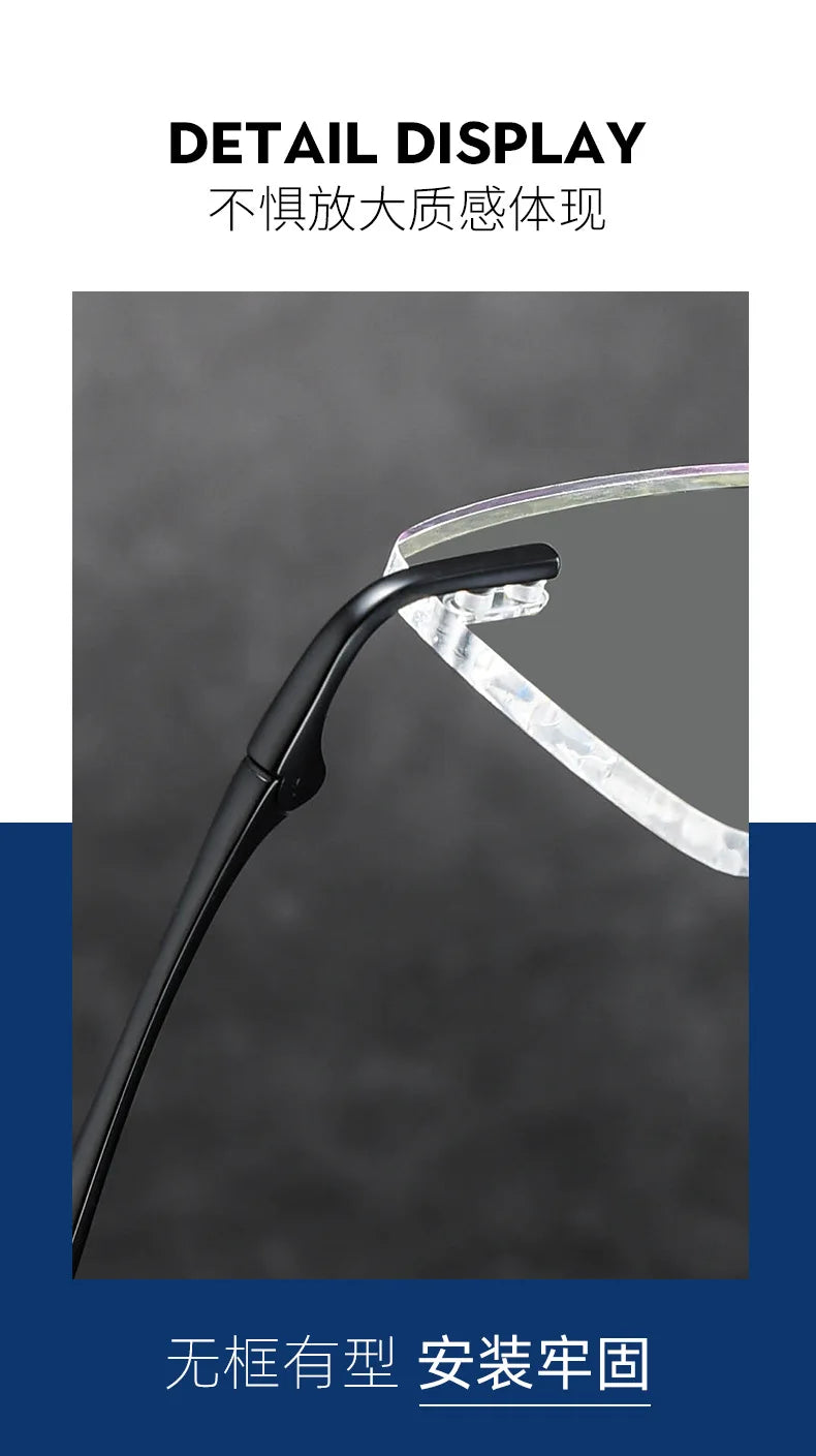 Ultra-light Pure Titanium New Rimless Glasses Frame Anti-blue Light Optical Frames Customize Prescription Eyeglasses for Men