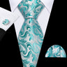 Noverlty Teal Silk Necktie For Men Solid Luxury Brand Suit Pocket Square Cufflinks High Quality Tie Set Wedding Party Barry.Wang