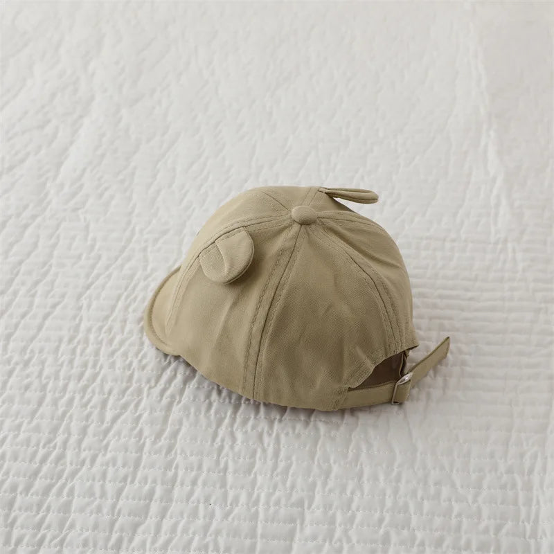 Cute Bear Ear Baby Baseball Cap Summer Short Brim Infant Toddler Sun Hat Cartoon Baby Boys Girls Cotton Peaked Caps