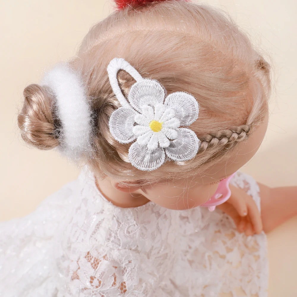 1pcs Ins Daisy Flower Hair Clips Baby Girl Hairpins for Kids Lace White Barette Princess Hooks Infant Accessories Korean