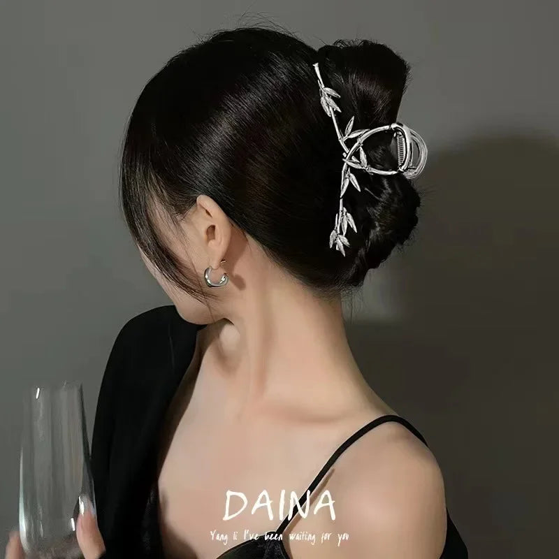 New Punk Geometric Metal Gold Silver Simple Hair Clip Claw for Women Trendy Large Crab Catches Clamp Korea Headwear Accessories