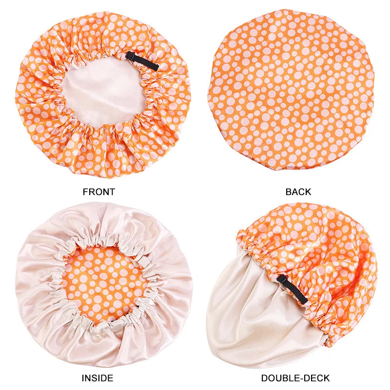 Adjustable Satin Silk Bonnet for Baby Sleep Cap Children Flower Print Satin Nightcap Girl Wash Makeup Cap Kid Sleep Night Bonnet