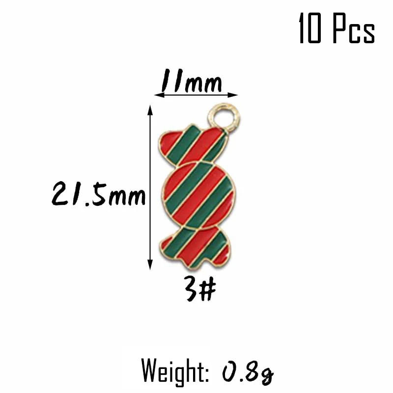XIYAWANG 10Pcs Christmas Tree Decoration Christmas Candy Cane Lollipops Red and White Candy Pendants Home Decor New Year Navidad