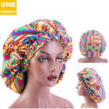 2020 New No. plus-Sized African Printing round Cap Double-Layer Satin Lining Wide Edge Nightcap Chemotherapy Hat