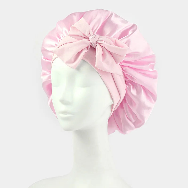 Europe and the United States selling style color cloth streamer round hat bow imitation silk women's nightcap beauty hair care h