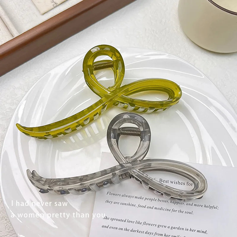Elegant Jelly Color Bow Hair Claw For Women Girls Sweet Hair Ornament Back Headband Hair Clips Hairpin Fashion Hair Accessories