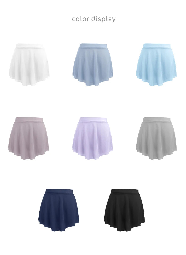 Women Ballet Skirts Dance Short Skirts High Slit Skirt Ballerina Adult Teen Ballet Dancing Dress Soft Mesh Elastic Dance Skirt