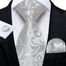 3Pcs Sliver Plaid Solid Grey Silk Men Tie Pocket Suqare Cufflinks 8cm Luxury Wedding Prom Accessories Gravats Gift for Husband