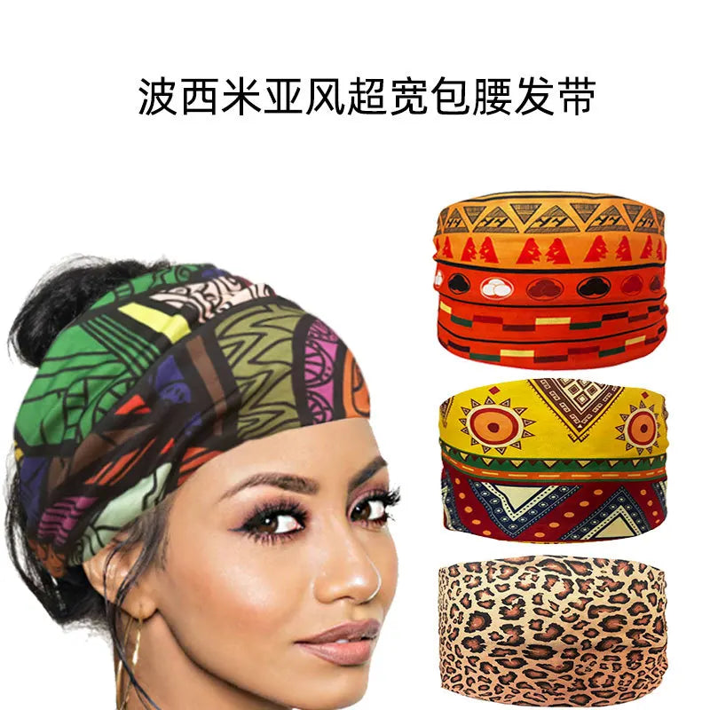 Boho Headbands For Women Fashion Wide Headscarf Bohemian Yoga  Workout Head Bands Hair Accessories Band