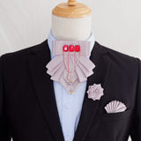 Original Fashion Tassel Rhinestone Bow Tie British Business Banquet Dress Collar Flowers Men's Wedding Bow-tie Brooch 3 Pcs Set