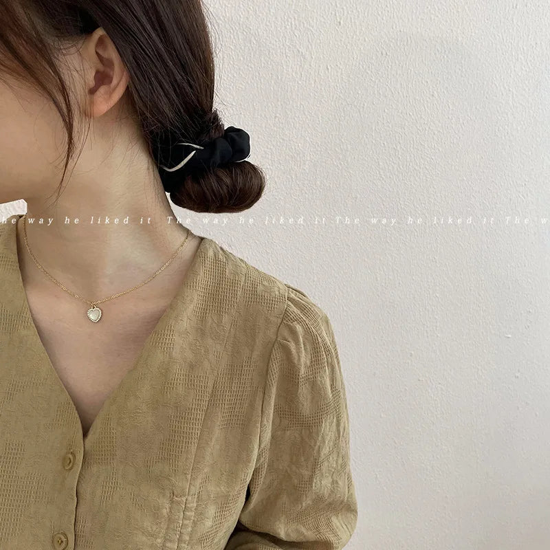 New Korean Woman Elegant Cotton Elastics Hair Band Cream Coffee Color Scrunchies Hair Ties Ladies Ponytail Hold Hair Accessories