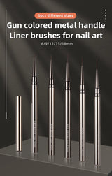 5PCS Nail Art Liner Brushes Hand Painted Brush Acrylic UV Gel Colours Paints Builder Drawing Pen DIY Manicure Design Accessories