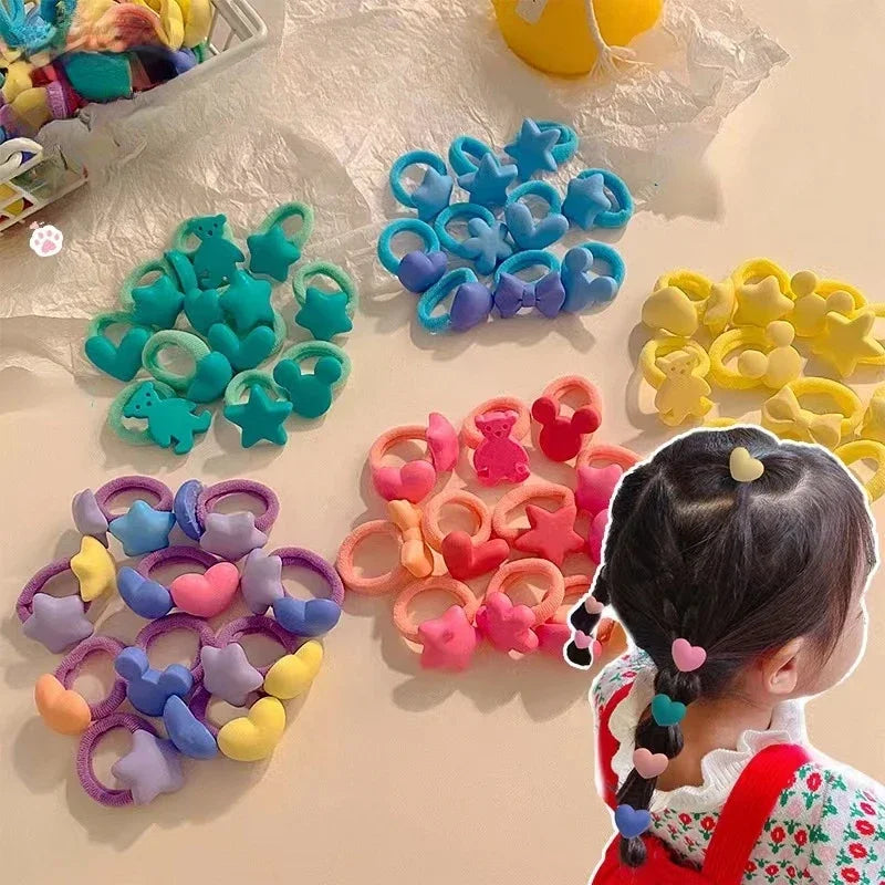 10pc Kids Girls Elastic Hair Bands Baby Hair Tie Rope Strap Rubber Bands Elastics Girls Tie Braids Hair Accessories