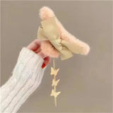 New Fashion Bow Tassel Pendant Hair Clips Korea Ponytail Plush Shark Claw Girls Fall and Winter Gift Hair Accessories