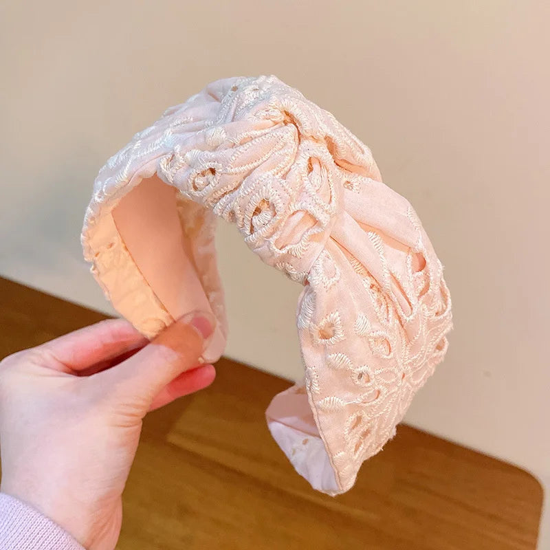 knotted Wide Headbands For Women Girls Headwear Fashion Embroidery Fabric Hairbands Female Hair bands Hoop Hair Accessories