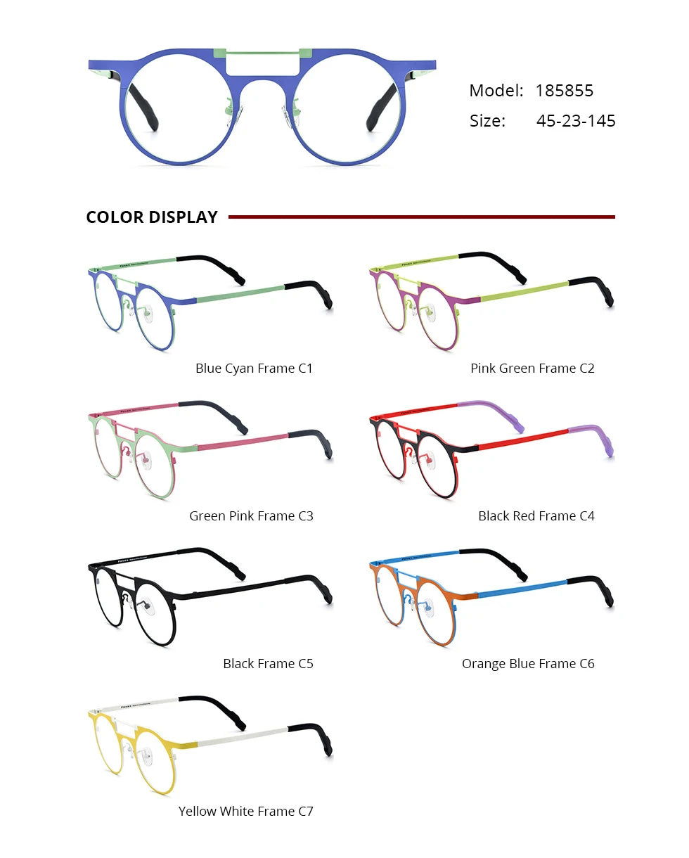 High-quality niche multi-color glasses frame literary fashion retro round ultra-light pure titanium hip hop trend optical glasse