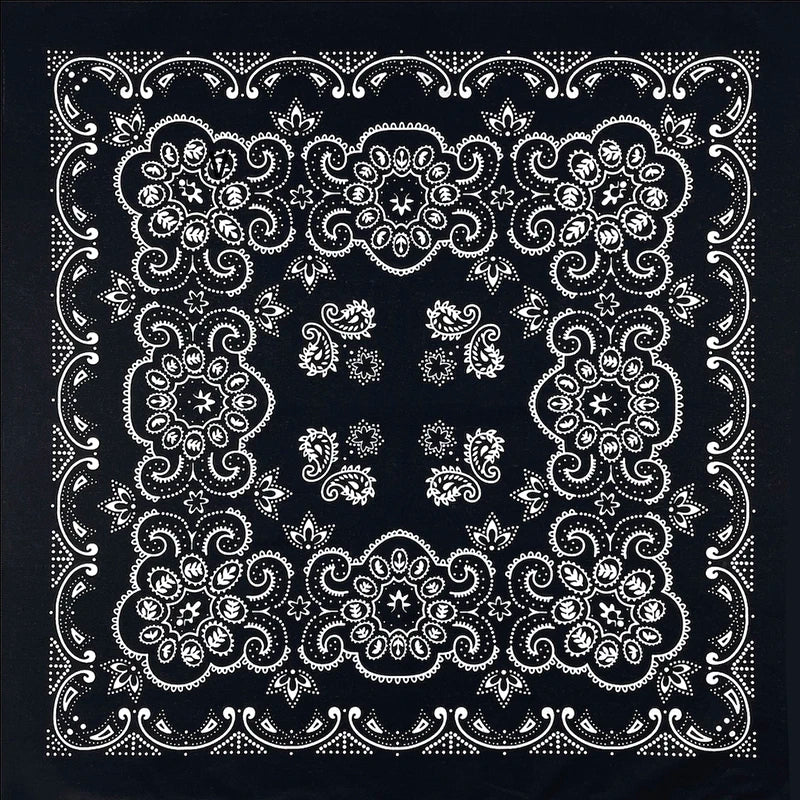 68CM Oversized Hip Hop Amoeba Cashew Cotton Square Bandana Scarf Headband Black Paisley Gifts For Men/Boys/Girls