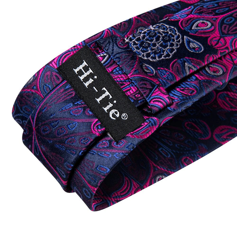 Hi-Tie Purple Solid Paisley Silk Wedding Tie for Men Novelty Design Handky cufflink Gift Men Tie Set Party Business Dropshipping