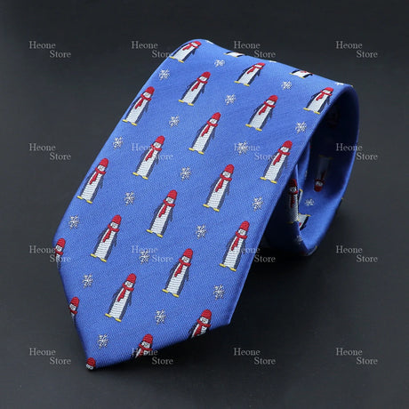 Classic Red Blue Christmas Tie For Men Father Festival Gift Santa Claus Snowman Tree Snowflake Elk Necktie Skinny 7cm Accessory