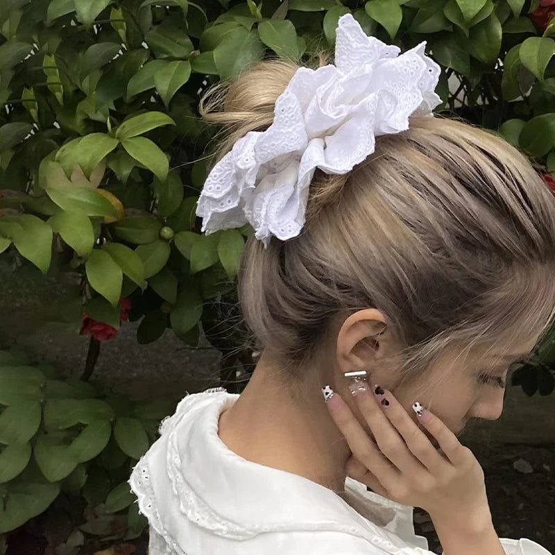 Oversized Lace Hair Scrunchie Elastic Ponytail Holder Elastic Hair Accessories