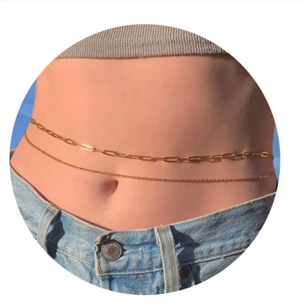 Waist Accessory Fashionable and Personalized Round Bead Chain Twisted Chain Double-layer Women's Waist Chain New Body Chain