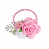 Handmade Flower Elastics Hair Ties For Kids Girls Stretchy Rubber Hairband Slim Headband Scrunchies Ponytail Holder Ring Loop