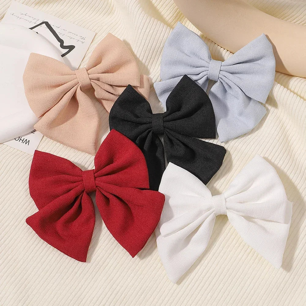 2pcs/set 4.5" Cheer Bow Hair Clip for Kids Lovely Grosgrain Ribbon Hairgripes Girls Delicate Bowknot HairPins Baby Headwear Set