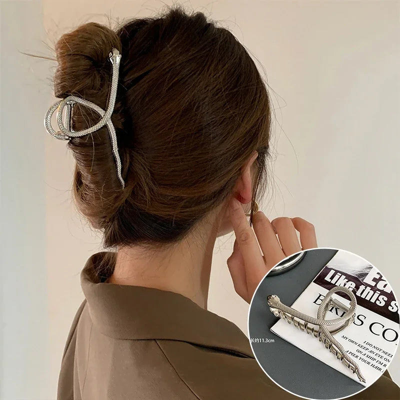 New Punk Geometric Metal Gold Silver Simple Hair Clip Claw for Women Trendy Large Crab Catches Clamp Korea Headwear Accessories