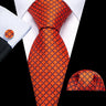 Barry.Wang Plaid Silk Men Tie Handkerchief Cufflinks Set Designer Jacquard Checked Necktie for Male Wedding Team Groomsman Corp