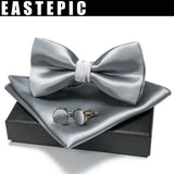 EASTEPIC Men's Bow Tie Sets Including Cufflinks and Handkerchieves Bow Ties with Adjustable Straps for Formal Occasions