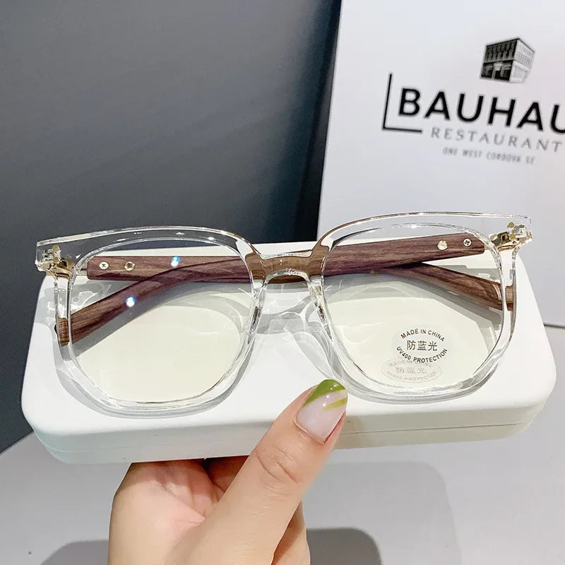 Luxury Blue Light Blocking Reading Glasses Women Men Wooden Legs Presbyopia Eyeglasses HD Lens Farsighted Eyewear with Diopter