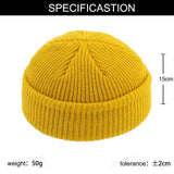 Unisex Autumn Warm Cap New Fashion Men's Beanie Winter Knit Hat Boy Skullcap Sailor Cap Cuffs Retro Navy Short Hat Solid Color