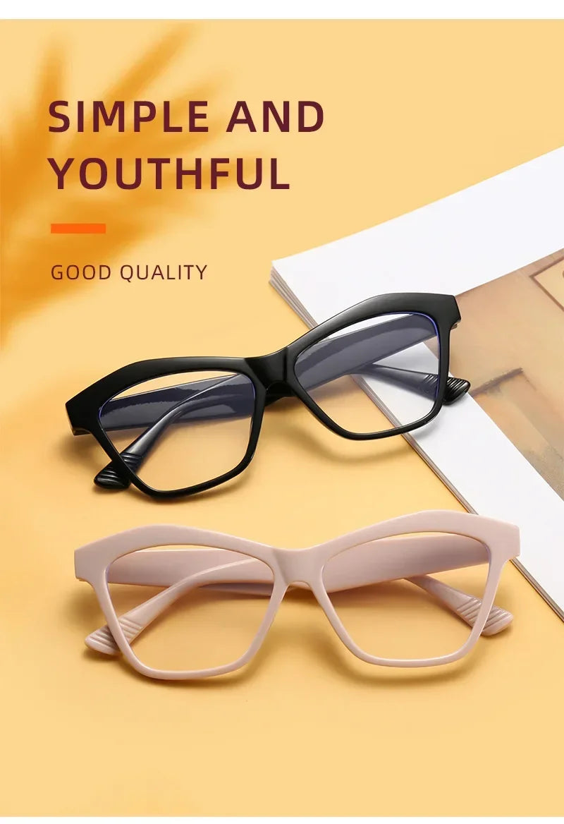 Retro Men Women Clear Lens Presbyopia Glasses Personalized Cat Eye Reading Glasses Blue Light Blocking Eye Protection Eyewear