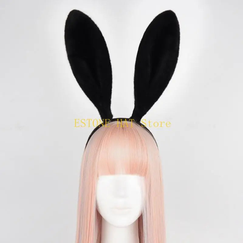49MF Lovely Bunny Ear Hair Hoop Hair Holder Live Broadcasting Spring Cosplay Party Headwear for Teens Woman