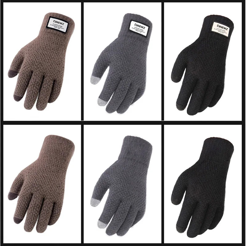 Winter Men Knitted Gloves Touch Screen High Quality Male Thicken Warm Wool Cashmere Solid Gloves Autumn Men Mitten Business