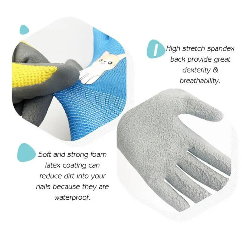 Kids Durable Waterproof Garden Work Gloves Non-Slip Children Safety Yard Work Gloves Portable Garden Supplies Gardening Gloves