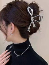 1 Multi-color Irregular Bow Large Grab Clip WOMEN'S Back Hair Clip Simple Design Advanced Sense Shark Clip Suitable for Daily US
