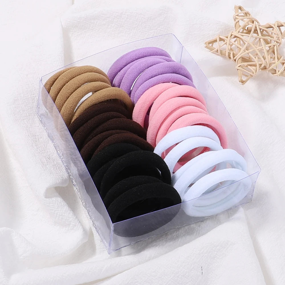 30Pcs/Set Women Elastic Hair Bands Girls Colorful Nylon Rubber Bands Headband Scrunchie Kids Ponytail Holder Hair Accessories