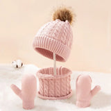 NEW Winter Warm Boys Girls Hat Scarf Gloves Set for Kids 0-3 Years Children