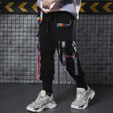 2023 Hip Hop Joggers Men Letter Ribbons Cargo Pants Pockets Track Tactical Casual Techwear Male Trousers Sweatpants Streetwear