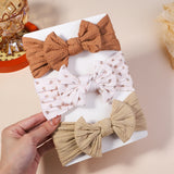 3Pcs Girls Cable Knit Turban Baby Bows Headbands For Children Elastic Kids Hair Bands Newborn Toddle Headwrap Hair Accessories