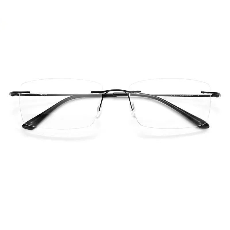 Titanium Reading Glasses Men High Quality Magnifying Presbyopic Eyeglasses Titanium Frames Anti Blue Light Rimless Glasses Men