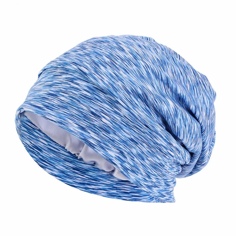Unisex Men Women Beanie Cotton Night Sleep Cap Bonnet Chemo Hat Headwear Turban Baggy Hair Care Nightcap Pullover Hat Solid Colo
